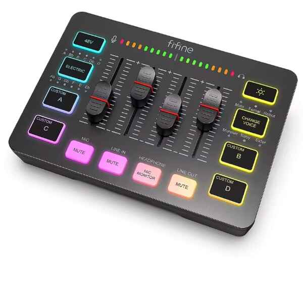 Gaming Audio Mixer Streaming Elite 4-Channel RGB with XLR Mic XLR Mic Black Black show